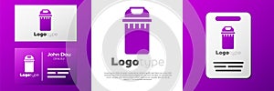 Logotype Trash can icon isolated on white background. Garbage bin sign. Recycle basket icon. Office trash icon. Logo