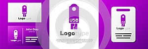 Logotype USB flash drive icon isolated on white background. Logo design template element. Vector Illustration