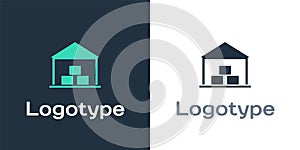 Logotype Warehouse icon isolated on white background. Logo design template element. Vector Illustration