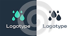 Logotype Water drop icon isolated on white background. Logo design template element. Vector Illustration