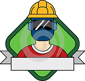 logotype of a Welder in Welding helmet