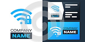 Logotype Wifi locked icon isolated on white background. Password Wi-fi symbol. Wireless Network icon. Wifi zone. Logo