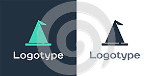 Logotype Witch hat icon isolated on white background. Happy Halloween party. Logo design template element. Vector