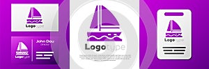 Logotype Yacht sailboat or sailing ship icon isolated on white background. Sail boat marine cruise travel. Logo design
