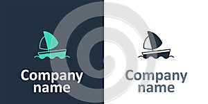 Logotype Yacht sailboat or sailing ship icon isolated on white background. Sail boat marine cruise travel. Logo design