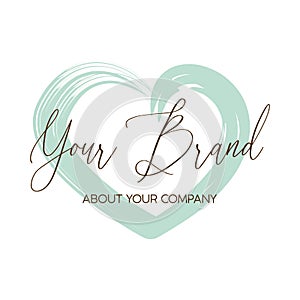 Logotype for your brand with mint heart