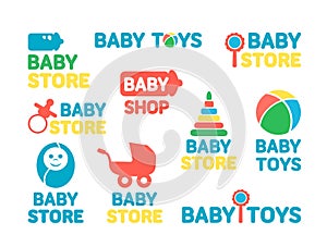 Logotypes set of baby stores.
