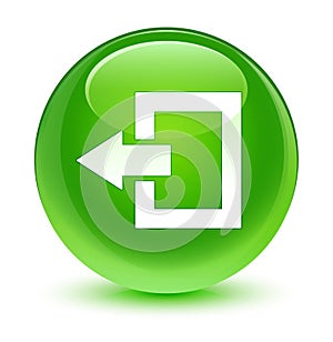 Logout icon glassy green round button