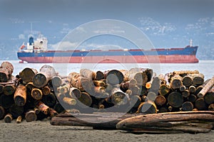 Logs on Beach after Storm