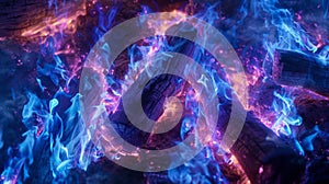 The Logs with Blue Flames.AI generated image