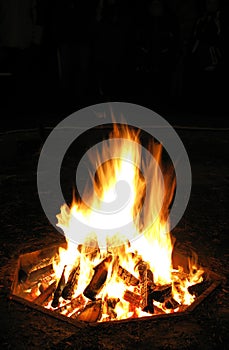 Logs burning on campfire