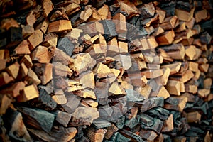 Logs for the fire of the fireplace prepared for the winter