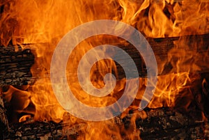Logs in fire