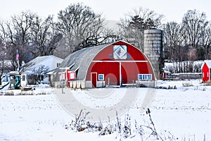 Logs in Logs Quilt Barn, Delavan, WI, Winter