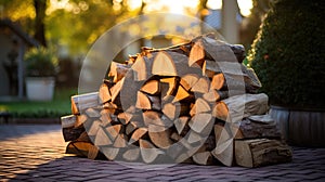 logs stack of wood