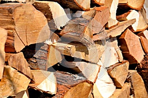 Logs of wood stacked for a fireplace