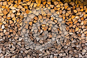 Logs woodpile close up background