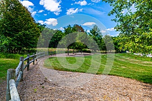 Logwood fence entrance to Ed Zorinsky Lake Park Omaha Nebraska