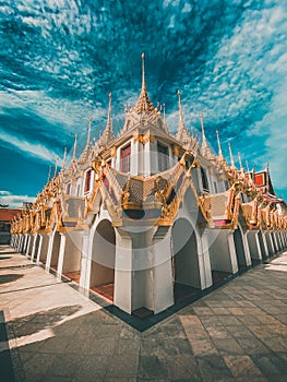 Loha Prasat temple in Bangkok old town in Thailand