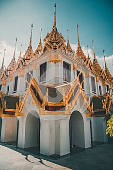 Loha Prasat temple in Bangkok old town in Thailand