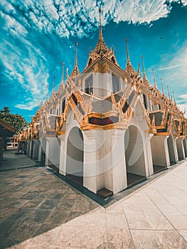 Loha Prasat temple in Bangkok old town in Thailand