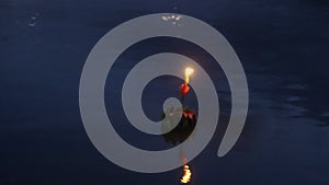 Loi Krathong festival. Floating boat with candle