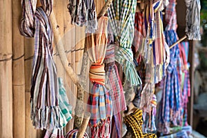 Loincloth fabric, traditional loincloth made from Thailand silk, Plaid Check Fabric loincloth Thai Style.