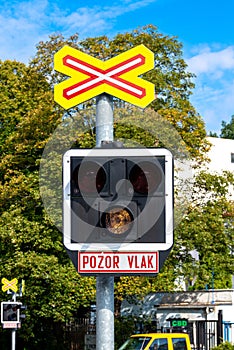 Railway Crossing Signal with Warning in Loket