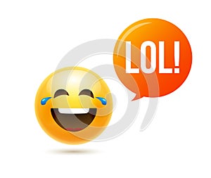 Lol emoji icon smile face. Emoticon joke happy cartoon funny lol emoji illustration