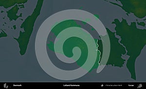 Lolland Kommune highlighted, Denmark. Physical