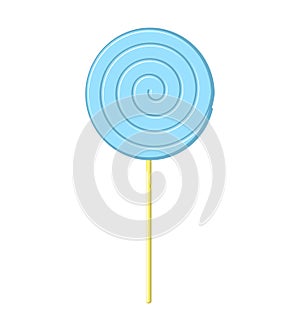 Lollipop blue on stick isolated. Candy on white background. Sweetness