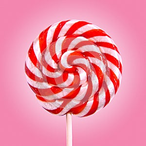 Lollipop candy isolated on pink