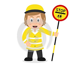 Lollipop Lady Character with a Traffic Sign photo