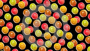 Lollipop miniature pattern. Mix of multicolored candies on a modern background. Sweets background