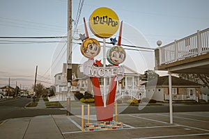 Lollipop Motel vintage sign at sunset, North Wildwood, New Jersey