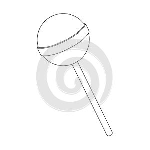 Lollipop outline vector illustration. Round contour of popsicle. Line art symbol isolated on white background. Lolly shape. Child