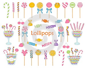 Lollipop set vector hand drawn doodle illustration.