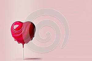 Lollipop in the shape of a heart. Valentines Day Concept. Generative AI