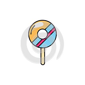 Lollipop sweet and candies icon line fill