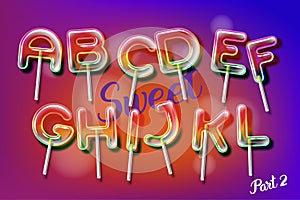 Lollipop sweet candy colorful alphabet font