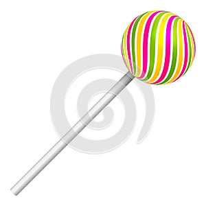 Lollipop on a white background. A realistic sweet candy. Vector illustration