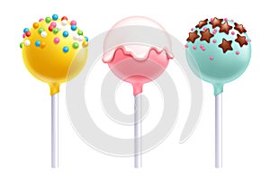 Lollipops cake pops set vector illustration.