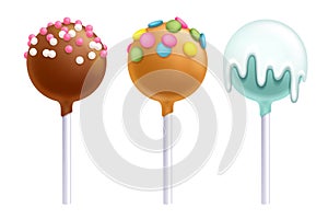 Lollipops cake pops set vector illustration.