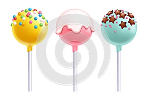 Lollipops cake pops set vector illustration. photo
