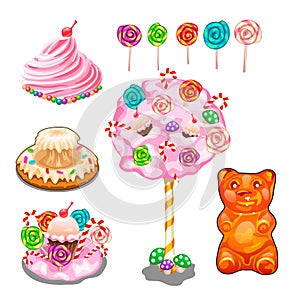 Lollipops, cakes, cake, candies and other sweets