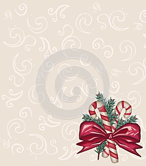 Lollipops, candies. Christmas holiday bouquet of pine branches, Christmas decorations and candy