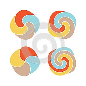 Lollipops colorful vector logo set. Candy simple design top view icons collection.