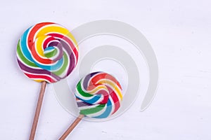 Lollipops on a white background