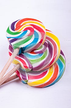 Lollipops on a white background