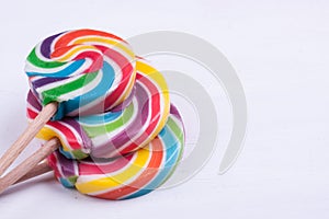 Lollipops on a white background